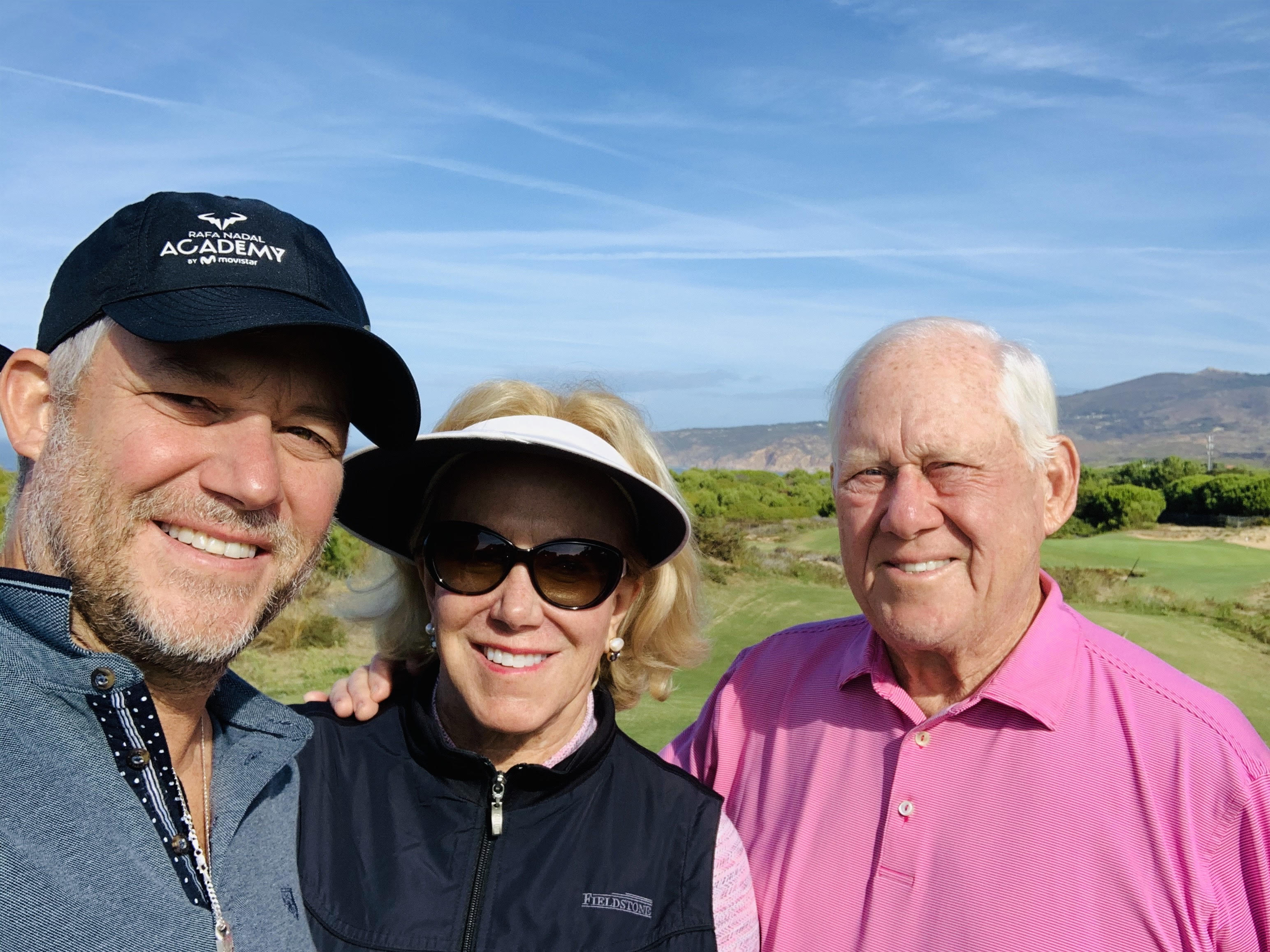 Dave, his wife Betsy, and son, Dave Jr., enjoying a day on the golf course in the Algarve, Portugal. (Photo: Supplied)