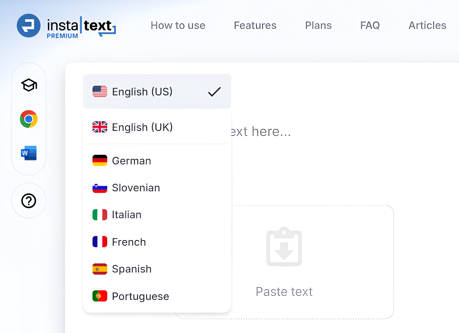 InstaText non-English editing support